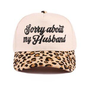 "Sorry About My Husband" Two-Tone Canvas Cotton Cap - Leopard